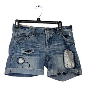 First Klss Womens Jean Shorts Size 5 Short Denim Festival Beach Hippie Distresse